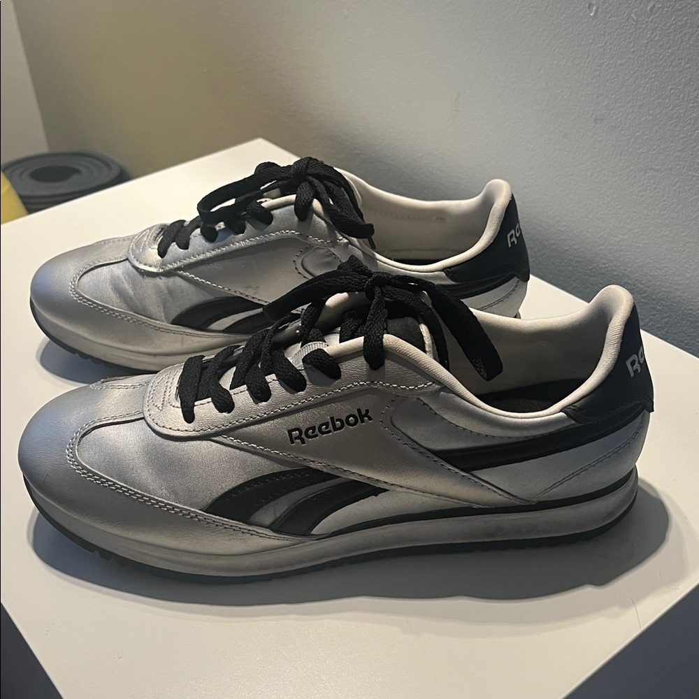 Reebok Silver and Black Sneakers